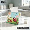 1pc Tissue Box, Cute Whimsical Ladybugs Bees Daisies Cheerful Spring Pattern, 2D Flat Printing, Serves Multiple Purposes, Machine Washable, Napkin Box
