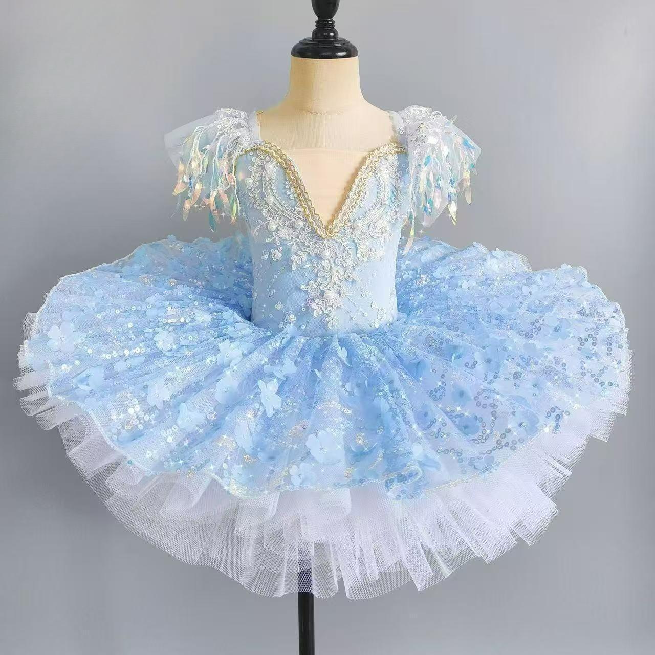 

День защиты детей Детская танцевальная юбка Балетная девочка Костюм для танца маленького лебедя Подиум Детский сад Малыш Танцующий Пышная марлевая юбка 130 синий