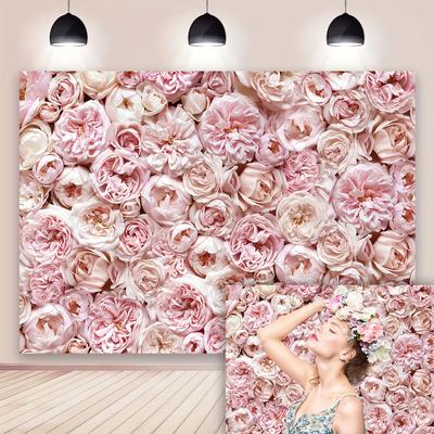 Pink Floral Backdrop For Photography Blush Rose Blooms Flower Photo Background For Mother's Day Adult Lovers Studio Props Backdrop