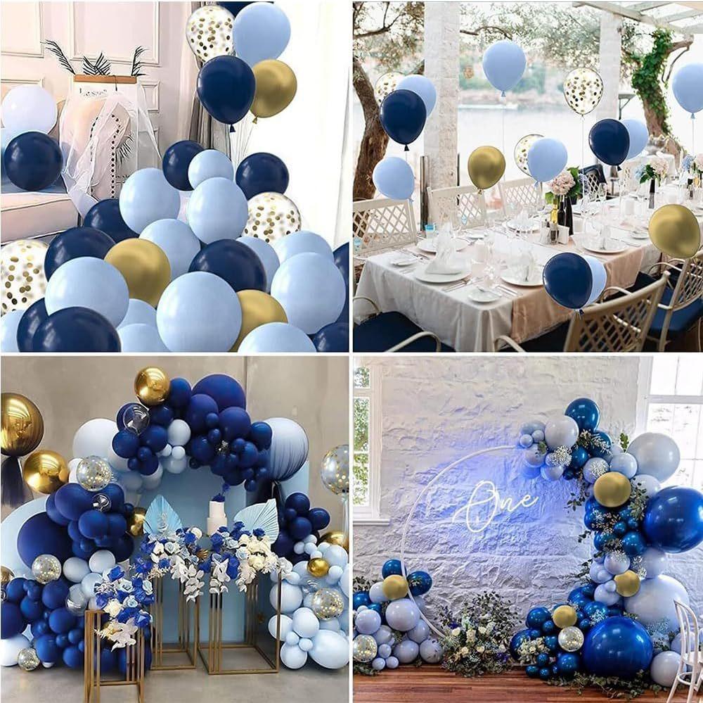 Blue Series Balloon Set Vintage Blue Birthday Theme Party Scene Arrangement Arch Decorated Balloons