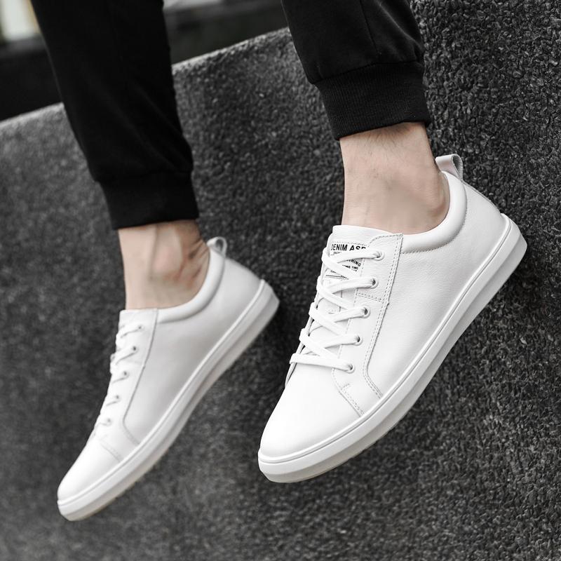 Pánské ležérní šněrovací tenisky, módní a pohodlné tenisky Ležérní pánská obuv z pravé kůže