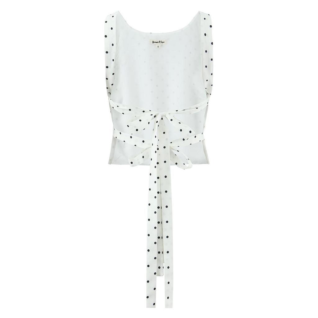 2026 Sweet Polka Dot 2-Piece Set: Slim Fit Backless Crop Top & Low-Waist A-Line Mini Skirt