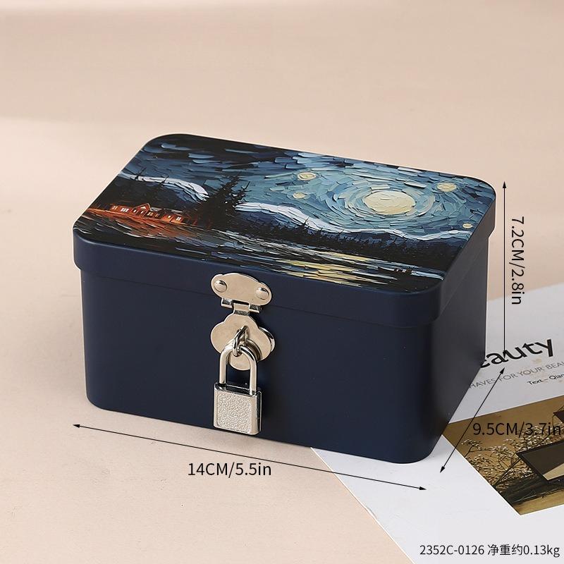 

Fashion Style Large Size Storage Box Password Lock Metal Material Tinplate Box Private Storage Desktop Organizer Desktop Storage