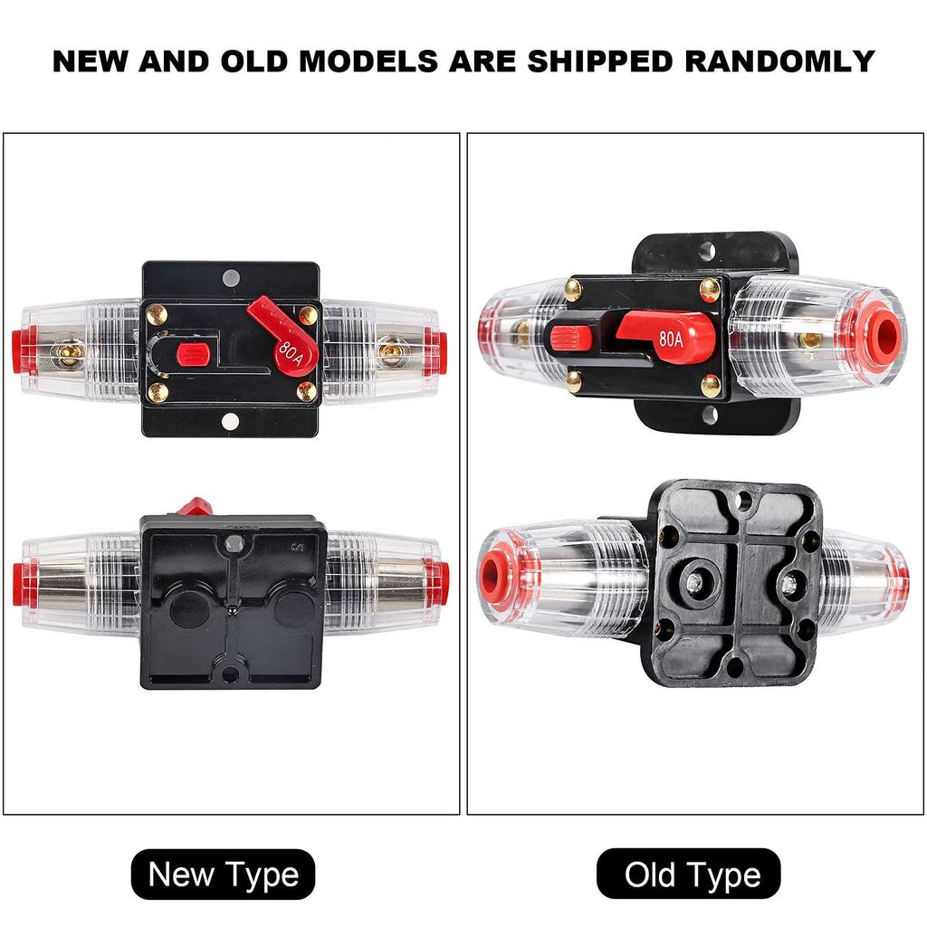 Circuit Breaker Reset Fuse Holder, Qiilu Circuit Breaker Set Fuse Holder Carbon Fuse Holder Waterproof 12-24V 50Amp -100Amp (80A-Black)