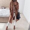 Autumn and Winter Fashion Solid Color Lapel Retro Style Jacket Long-sleeved Double-pocket Suit Collar Woolen Long Jacket Women