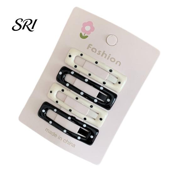 Invisible Hair Clip 4Pcs Girl Hairpins Metal Base Dot Print Rectangle Star Heart Shape Hairpin Pins Small Size Fixation Clips Accessories Oil A