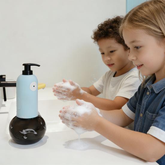 Seifenspender Automatischer Schaum-Handseifenspender Entenform Berührungslos Schnelles Dosieren 0,25s Wiederaufladbar Badezimmer-Seifenspender