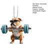 Cute Dog Weightlifting Dumbbell Pendants Acrylic Novelty Bag Charm Christmas Tree Car Mirror Decoration Unique Gift for Animal Lovers Drivers
