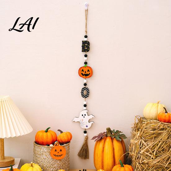 Childrens Room Spooky Accents Halloween Beaded Hanging Sign Witch Pumpkin Bat Pendant Garland for Entrance Door Sign Door Festive Home Party