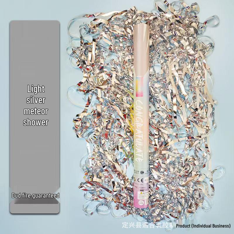 

Meteor Shower Silver Ribbon Handheld Wedding Confetti Cannon