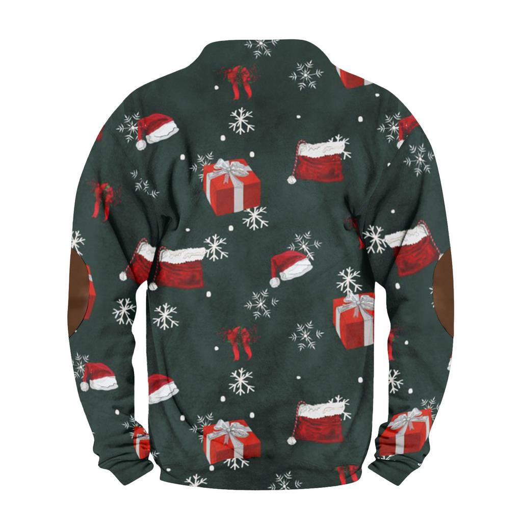 Men's Buttoned Sweatshirt With European And American /winter Printed Long Sleeved Sweatshirt