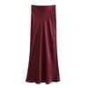New European & American Style Satin Midi Skirt 8632845