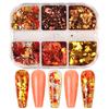 Xiaomi 6 Grids Fall Maple Leaf Nail Glitter Sequins Metallic Autumn Hexagon Nail Art Flakes Orange Gold Red Nail Decorations Manicure