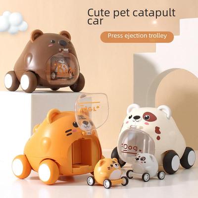 Manqi Cartoon Cute Pet Ejection Toy Car - Trendy Inertia Toy for Kids
