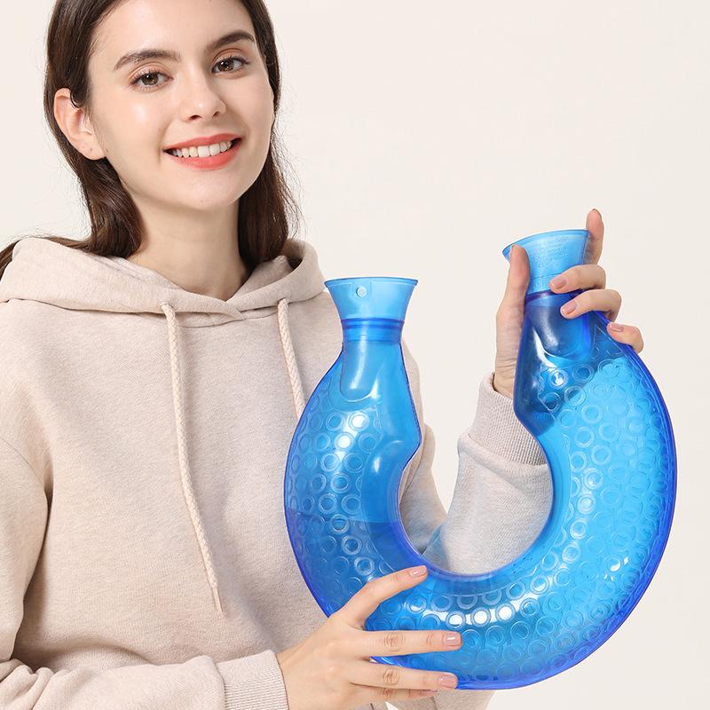 U-förmige Wärmflasche Transparent Gefüllt Mit Wasser Tasche Für Halswirbel Kompresse Hals Warme Wasser Flasche Wärmt Hals