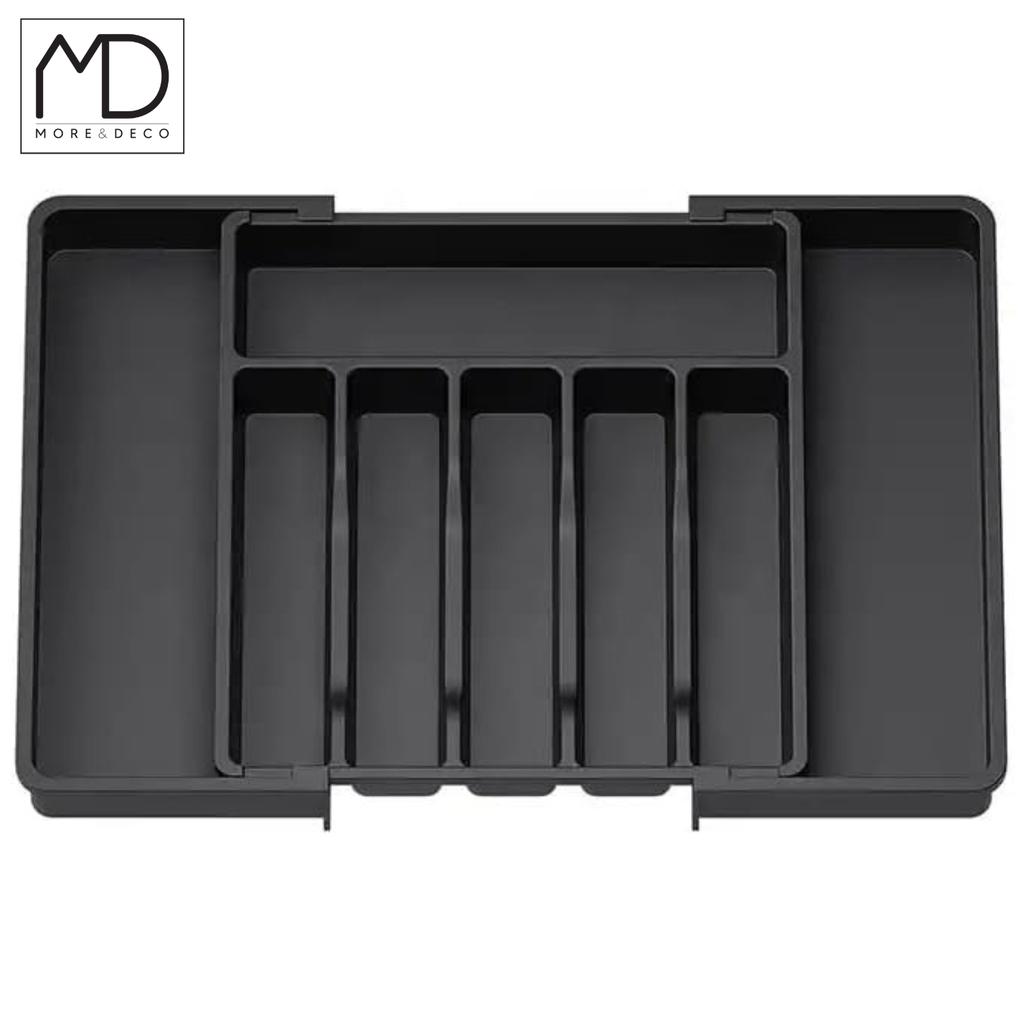 Kitchen Drawer Organizer for Cutlery, Extendable Kitchen Insert, Black