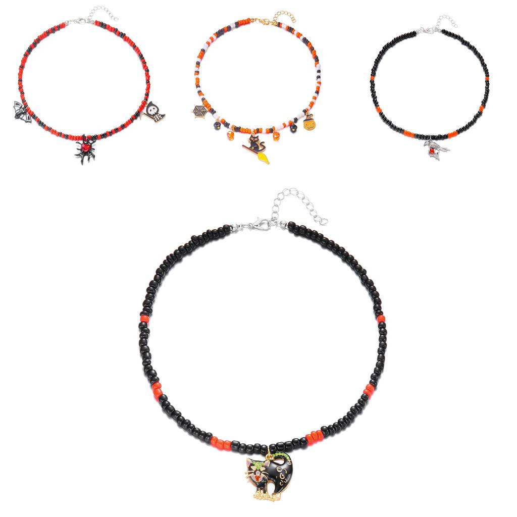 Halloween Gothic Spider Web Pendant Necklace With Rhinestones For Men And Women