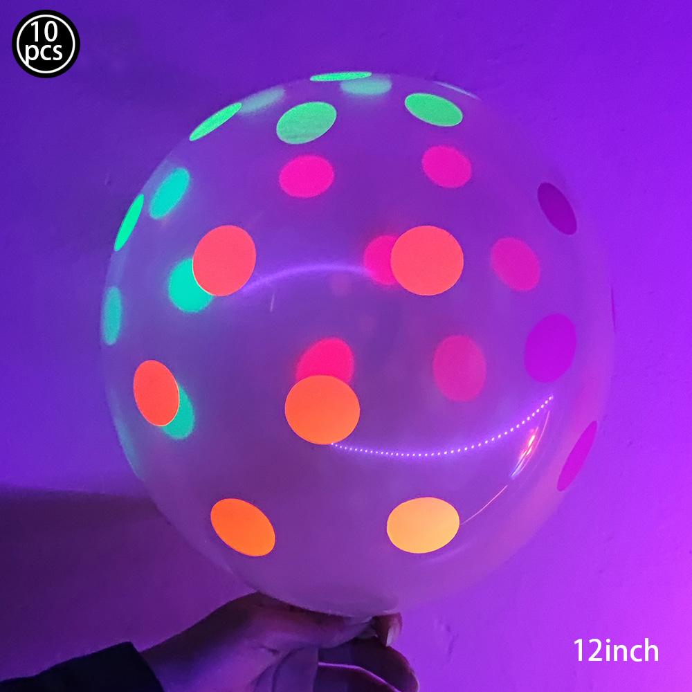 10-50pcs Neon Fluorescent Latex Balloon 12inch Glow In The Dark Glow Luminous 80s 90s Birthday Party Wedding Decoration Supplies