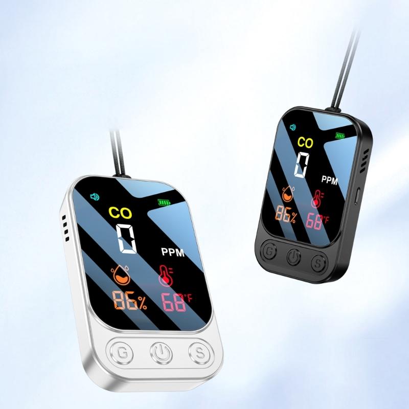 Easy Carry  Small  Carbon Monoxides Alarm with CO Temperature Humidity Detection & LED Screen ABS for Multiple Scene Use