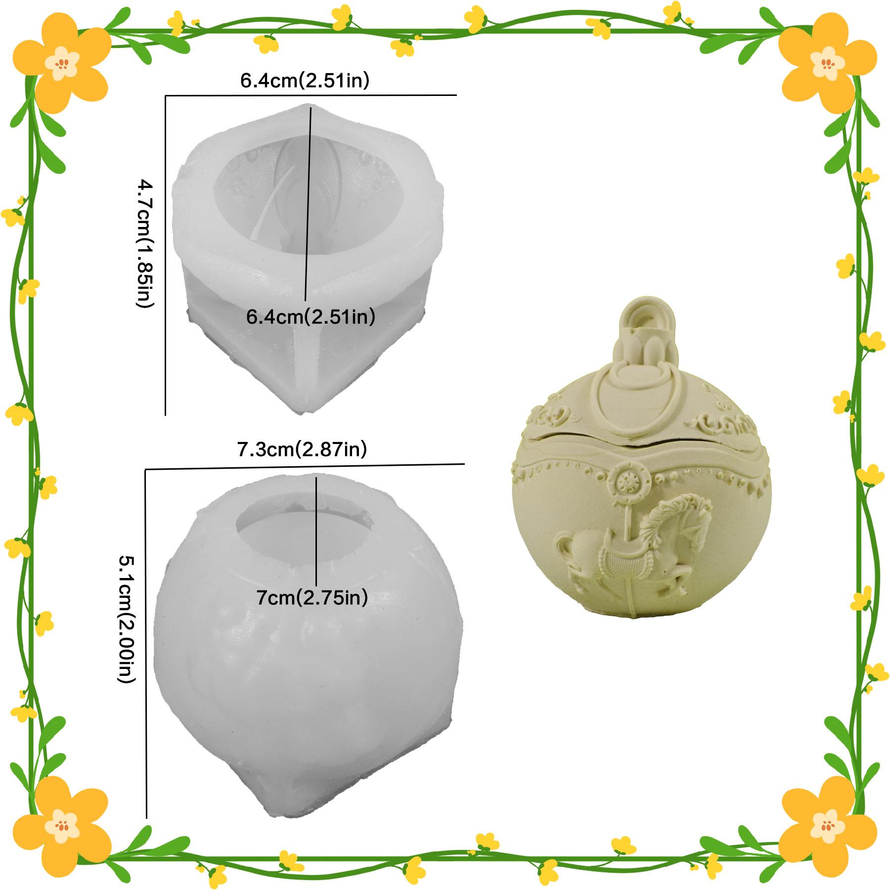 Boowan Nicole Bauble Candle Jar Silicone Molds for Concrete Jesmonite Gypsum Cement DIY Handmade Christmas Gift Tools Home Decor