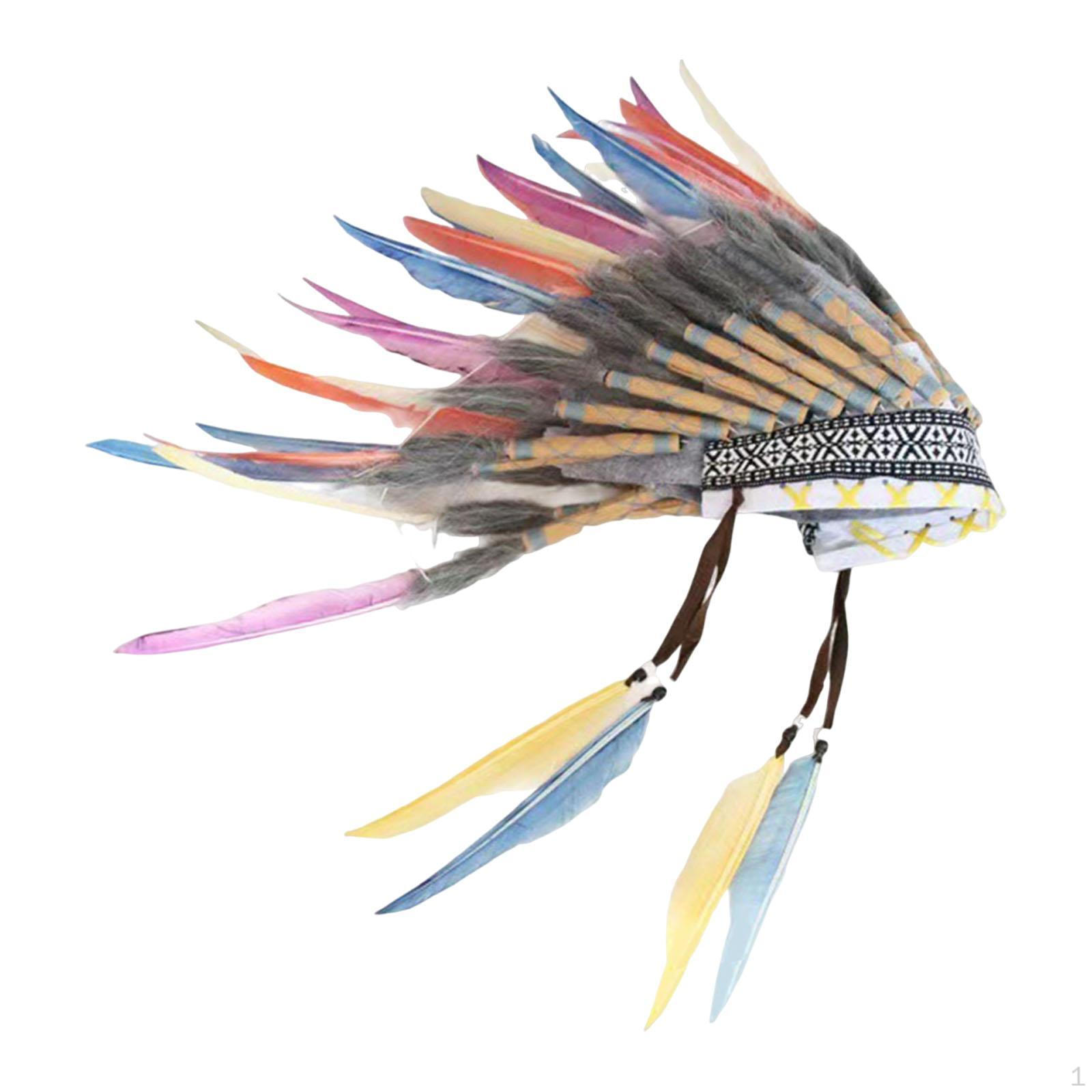 

Перьевой головной убор Повязка на голову Индейский для карнавала Сценическое шоу Маскарадный костюм