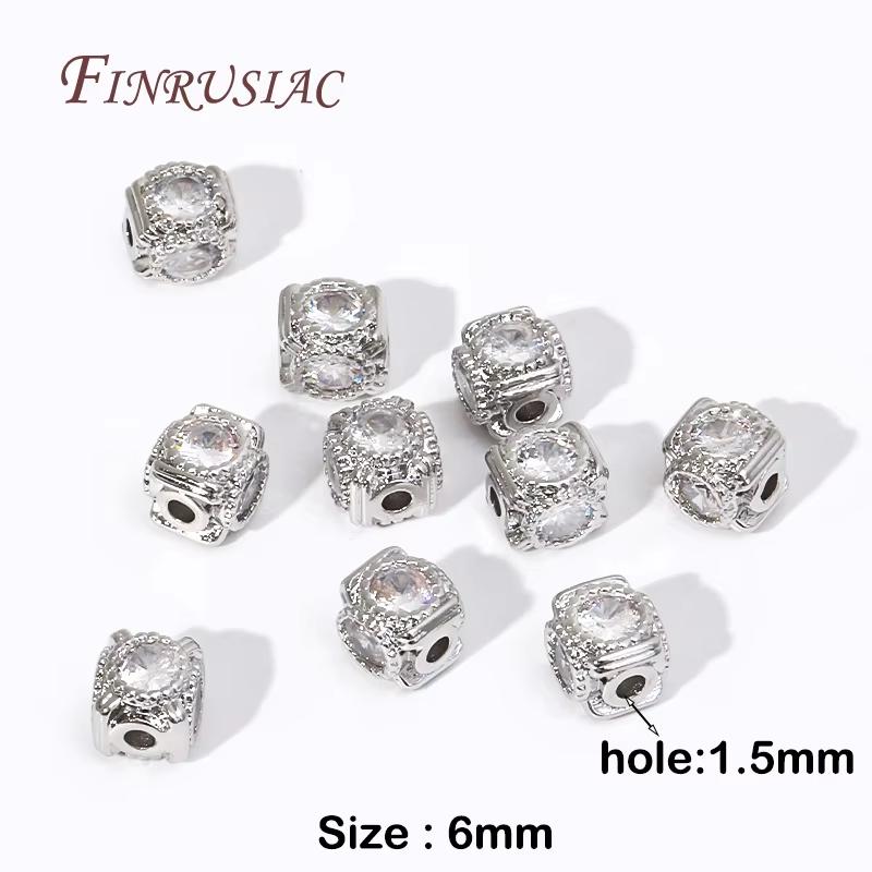 

18K Gold Plated Metal Square Spacer Beads,Separators For Beads,DIY Jewelry Making Supplies,Inlaid Zircon Bracelets Beads 2 Pieces