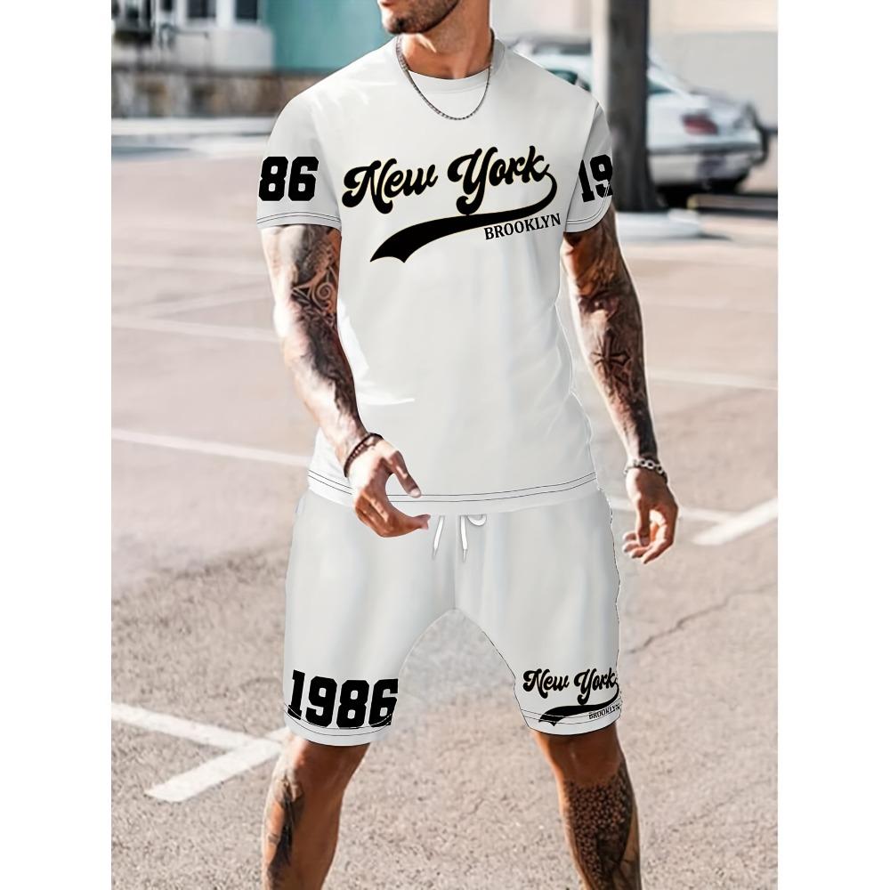Men's Short-Sleeved Short Pants 3D Printed Trend And Fashion Pattern 2 Pieces Set Vacation And Fitness In The Fourth Quarter