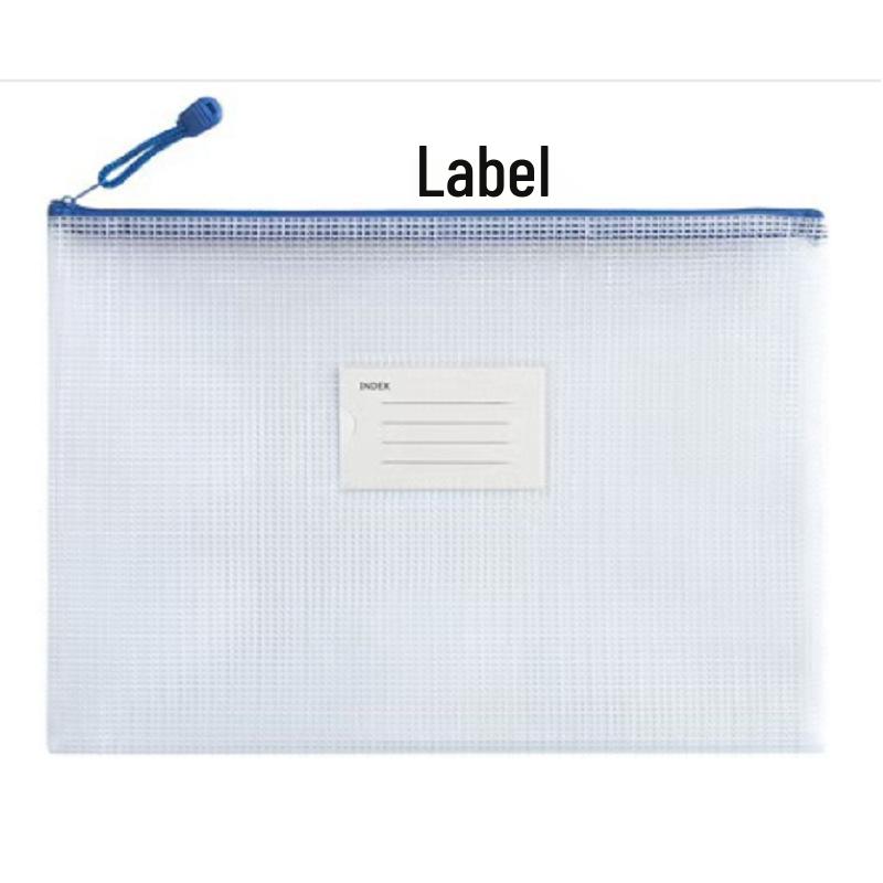 Thickened A4 Waterproof Document Bag with Zipper - Transparent Grid for Office, Test, Archives & Storage