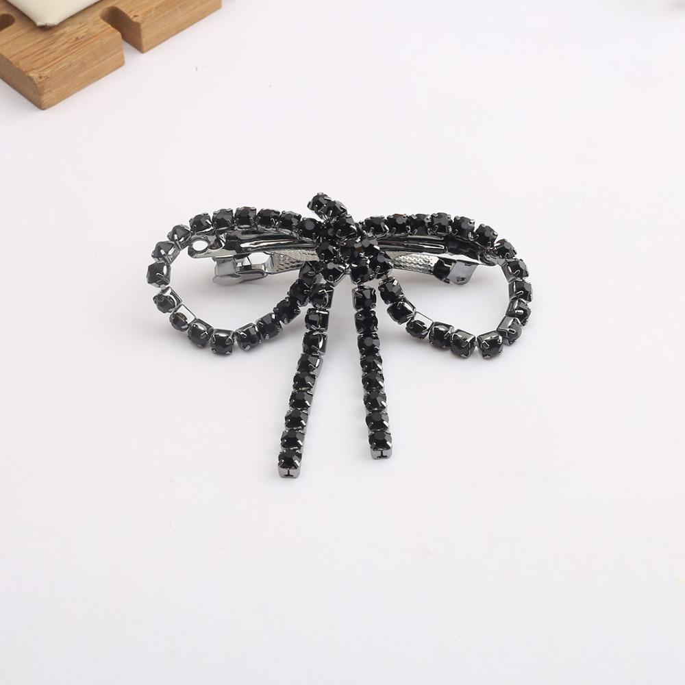 Vintage Ponytail Hair Clip Shiny Tassel Spring Clip Temperament Rhinestone Bow Hairpins  Party