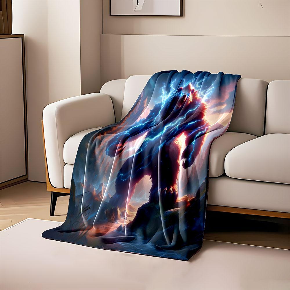 Electric Storm Bear print blanket soft and cozy perfect for the living room bed sofa or a nap,gift