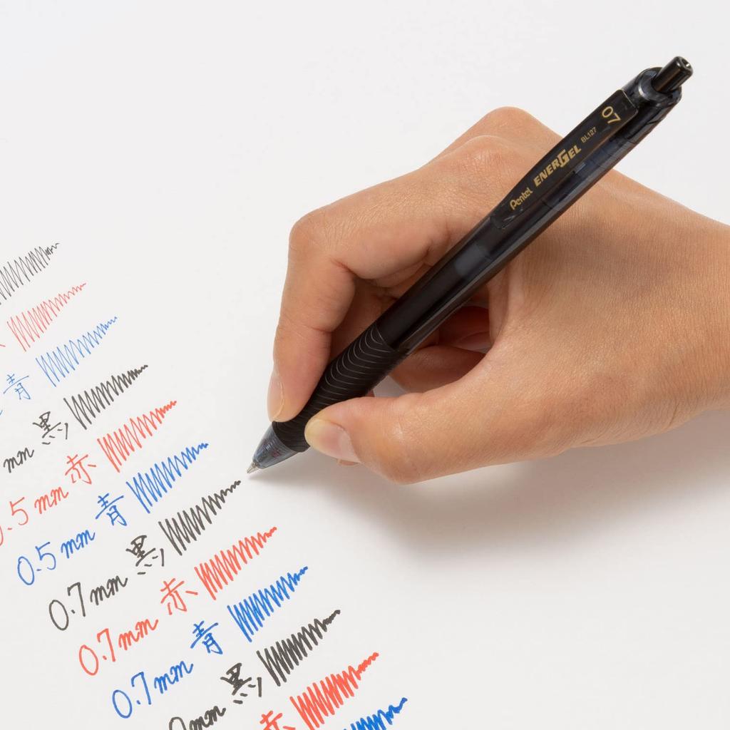 Pentel Gel Ink EnerGel S Ballpoint Black 10 Pens Pen, 0.7mm, Barrel, BL127-A,