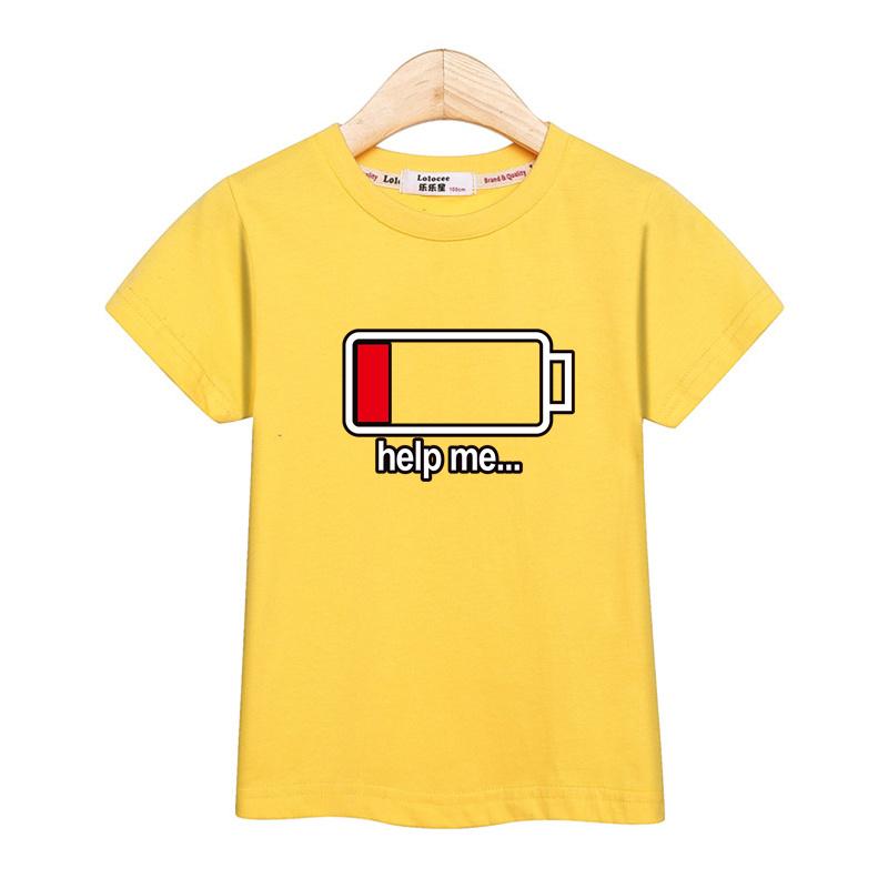 313t Children Casual Unisextshirt Battery Graphic Top Summer Short Sleeved Shirt Oneck Clothes