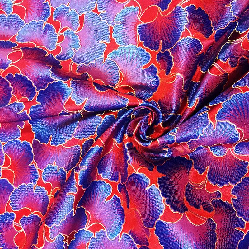 100*75cm Ginkgo Pattern Jacquard Brocade Fabrics For Satin Dress Designer Sewing Cheongsam Kimono Garment Diy Patchwork Material