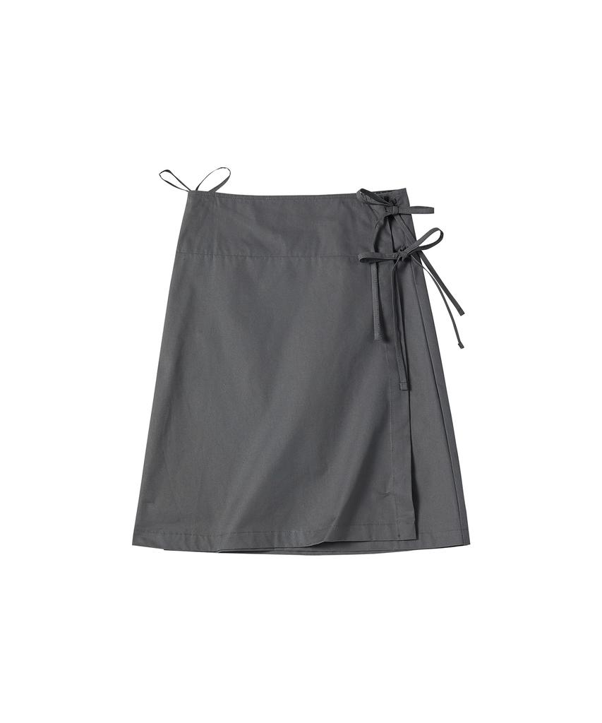 Comoni Nose W Wrap Check Skirt [Deep Gray]