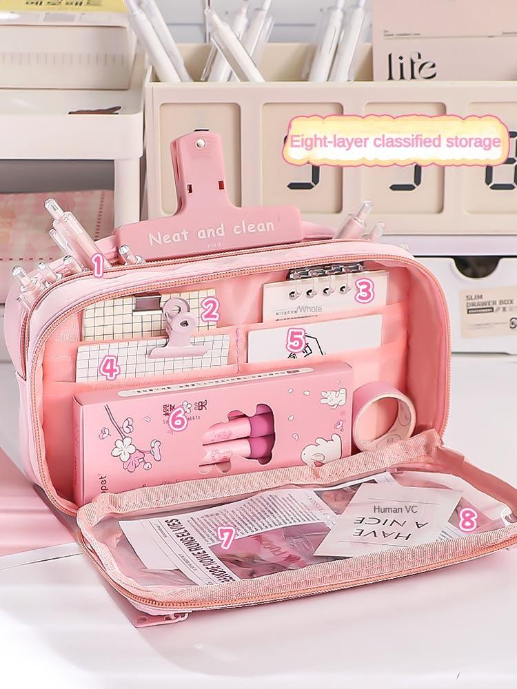 Transparent Pencil Case Lnstagram Style Niche Powerful Stationery Box Good Quality for Elementary School Students