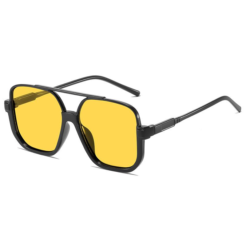 Stylish Full Frame Double Bridge Sunglasses - Natural Look, Trendy Street Style, UV Protection, Perfect for Driving