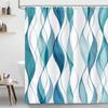 Blue Striped Shower Curtain Abstract Wave Lines Modern Minimalist Bathroom Decoration Polyester Fabric Waterproof Shower Curtain