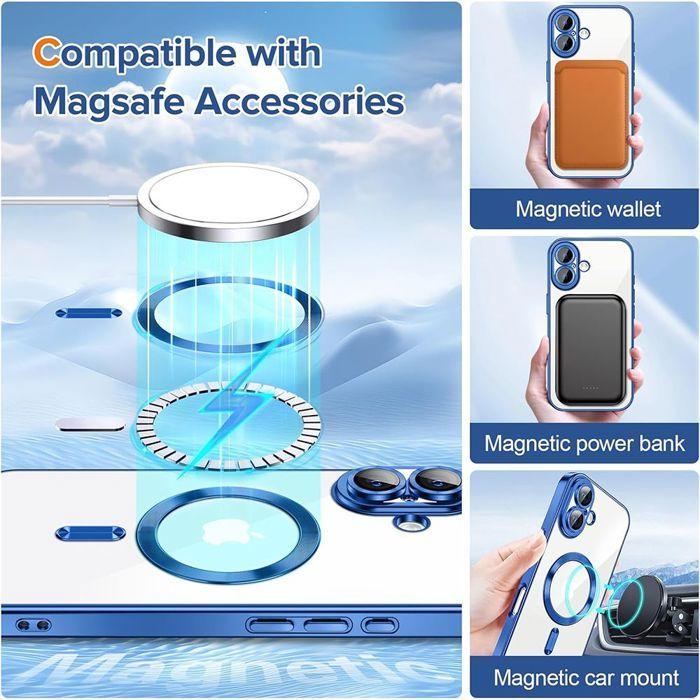 Protective Case - BOOLING - iPhone 17 - Blue Magnetic Circle - 2 Tempered Glasses - Shockproof
