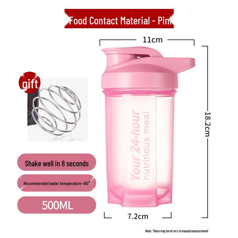 500ML Portable Protein Shake Blender Cup - 24-Hour Fitness Sports Large Capacity Shaker