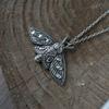 Exquisite Carving Ancient Silver Deathhead Moth Pendant Necklace for Women Men Gothic Punk Halloween Jewelry Accessories Gifts