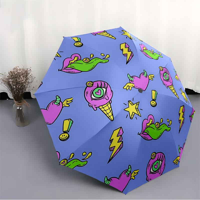 1pc Ice Cream Cone Automatic Umbrella - 8-Rib Foldable Design, Outdoor Adventures, and Family Celebrations yy250829089
