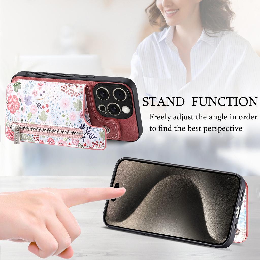 Painted Left and Right Zippered Wallet Case for iPhone 15 14 Plus 13 12 11 Pro Max XSMax for Samsung S23 S22 S21 S20 Ultra Plus S21 FE A14 A54 A13 A53