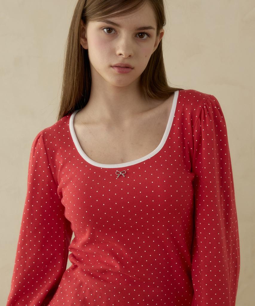 PINK PINEAPPLE Dotty Ribbon T-Shirt_Red