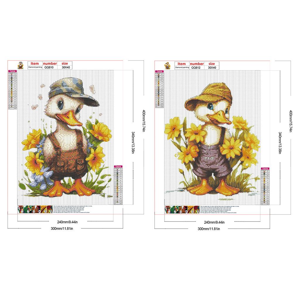 2pcs 5D DIY Full Round Drill Diamond Painting Duck In a Hat Kit Decor 30x40cm