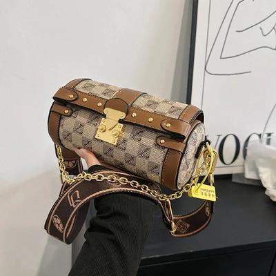 Wide Strap Bag for Women Crossbody Bags Sling Bags Designer Elegant Personality Retro Cylinder Shoulder Bag