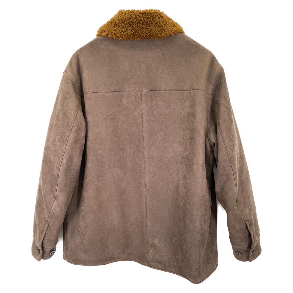 ESTNATION Dark Brown Boa Color Suede Jacket Coat M BrownUsed