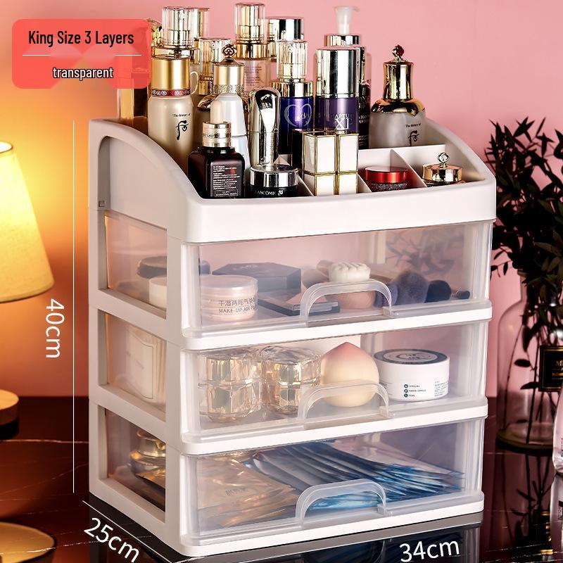 Large Capacity Desktop Cosmetic Storage Box with Drawers for Skincare and Lipstick