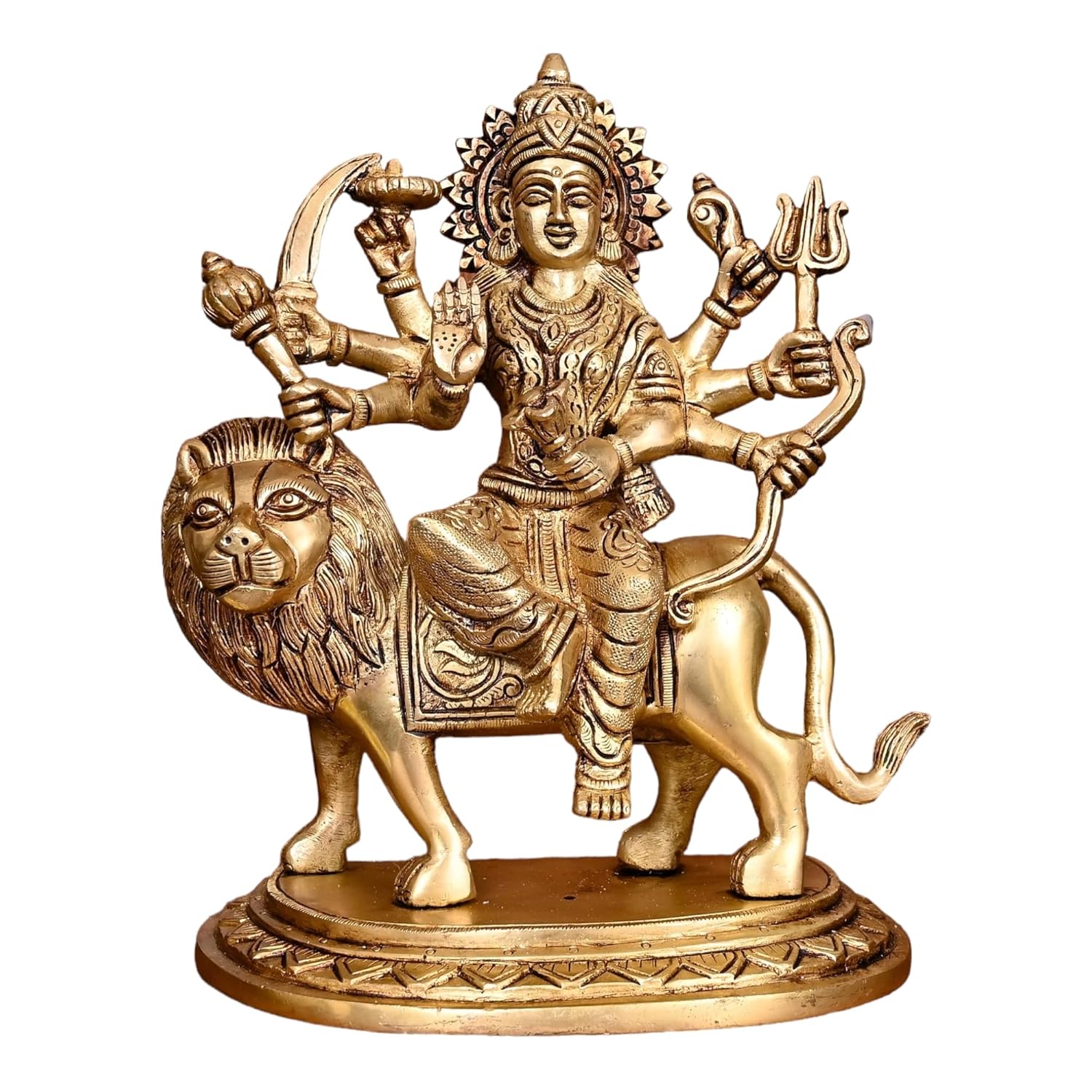 

Ashtadhatu Brass Shri Maa Durga Idol, Sherawali Mata, Home Decor - 6 Inch
