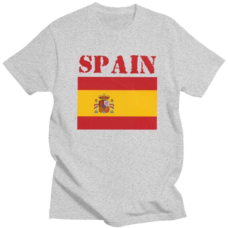 Custom Cool Spain Flag T Shirt Men Short Sleeves Pure Cotton Tshirt Leisure Tee Tops Streetwear Tshirt