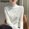 Schwerer Strass-Pullover für Damen, dick, Winter, Slim Fit, innen gestrickter Basis-Pullover-Top